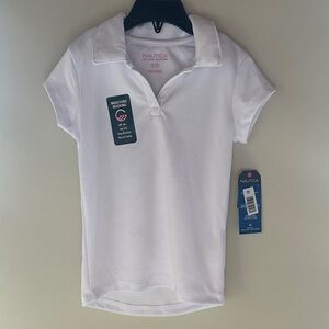 Nautica School Uniform Girls Classic White Short Sleeve Polo